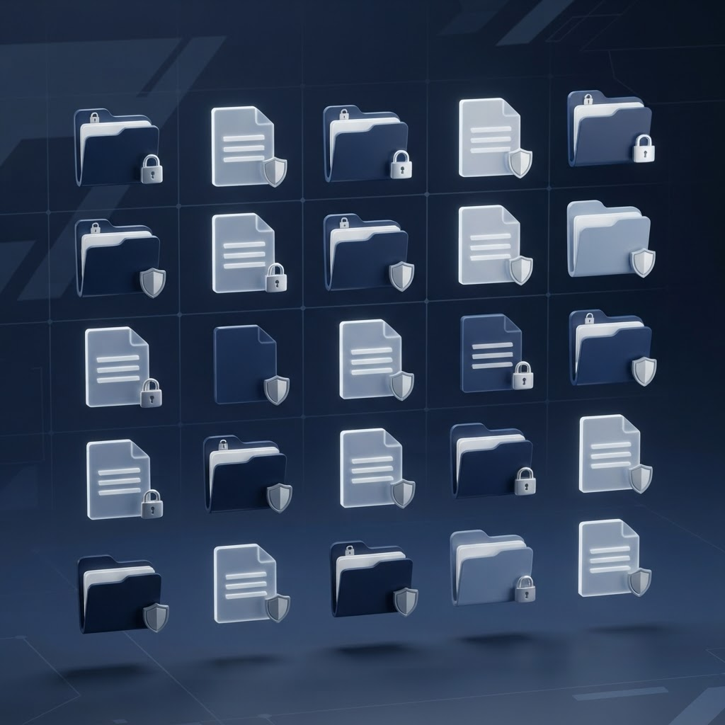 Illustration of secure digital documents organized in folders